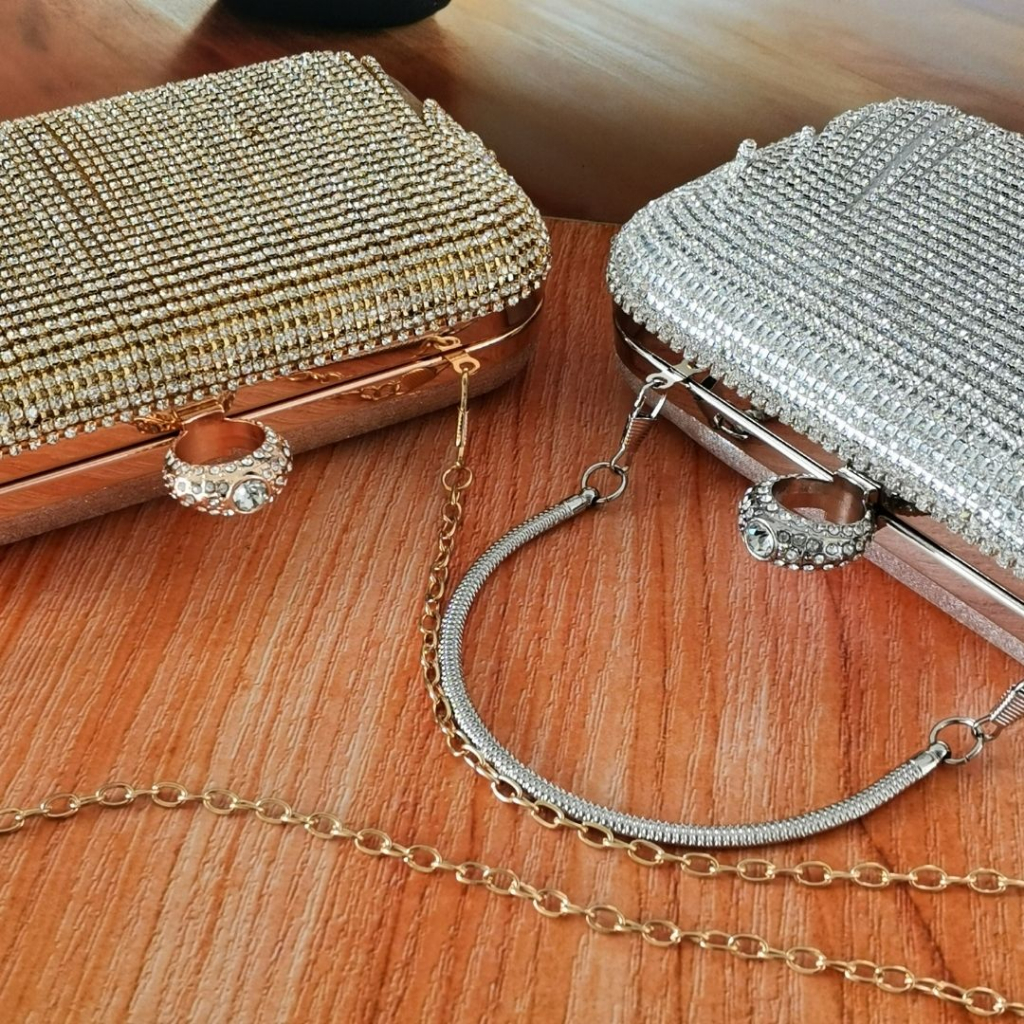 Tas Pesta Kondangan Wanita Import Premium Terbaru Clutch Dompet Pesta Kristal Mewah Elegan untuk Pengantin 70557-6