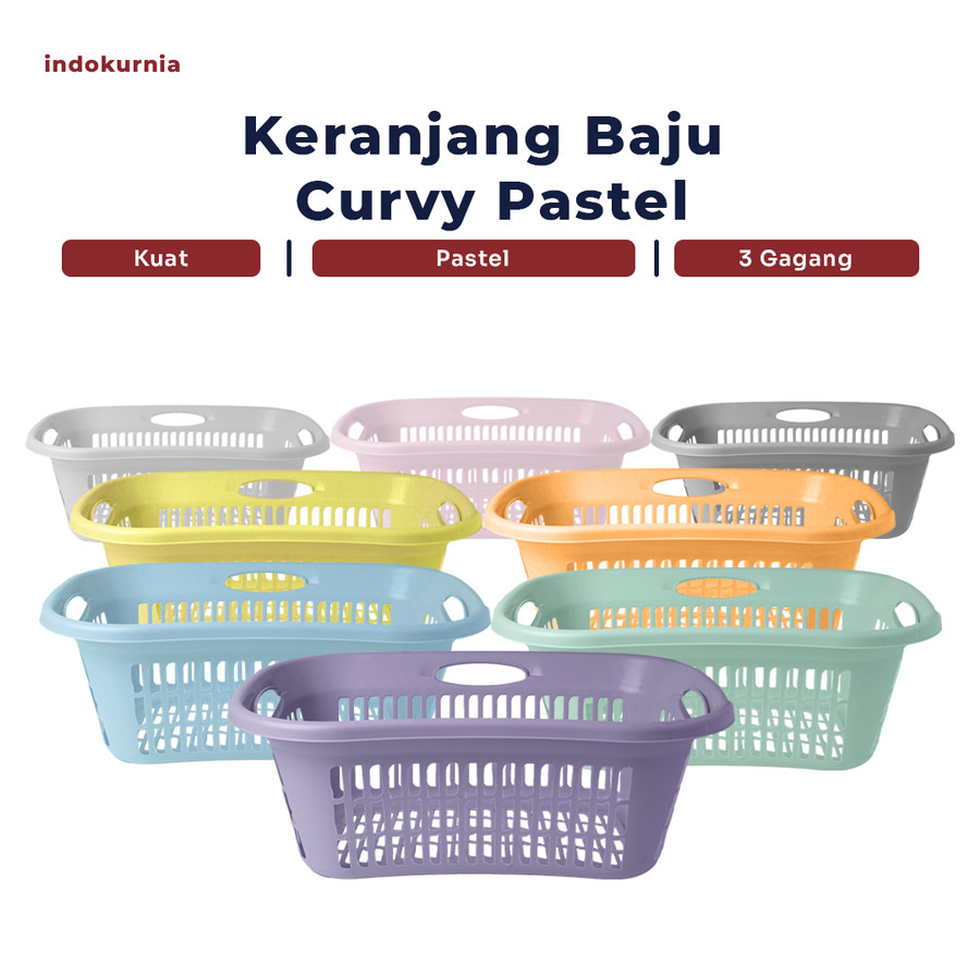 IK - KERANJANG BAJU CURVY PASTEL KERANJANG LAUNDRY JUMBO TERMURAH