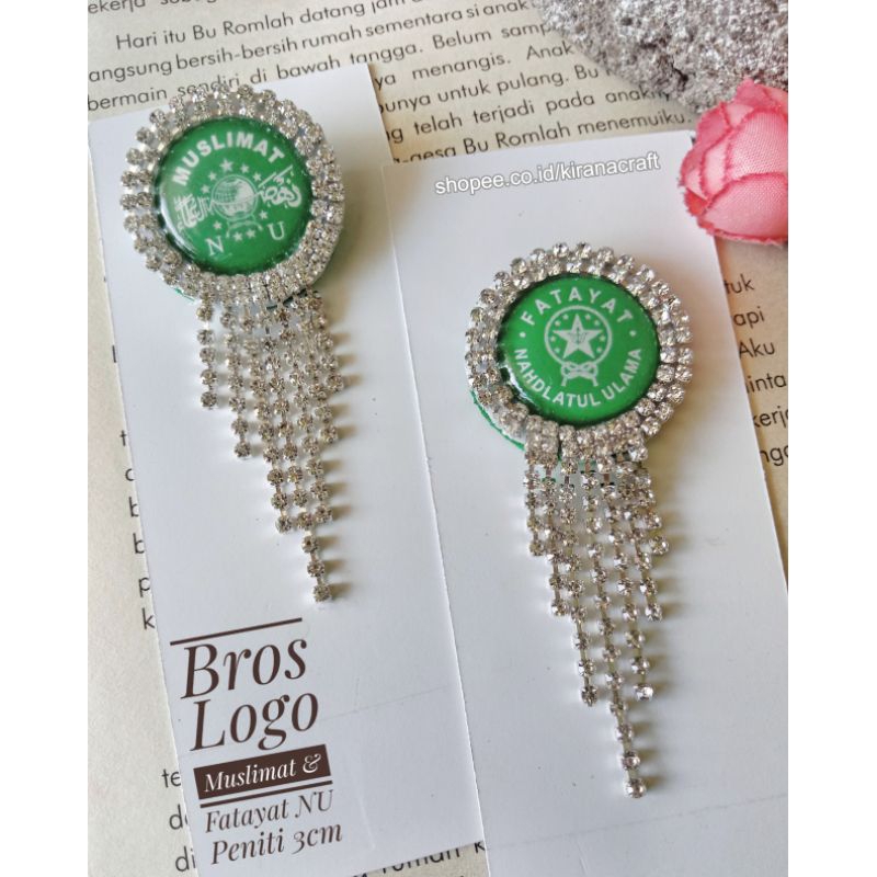 Bros Hijab Logo Muslimat dan Fatayat Nahdatul Ulama Juntai Permata Diameter 3.2 cm