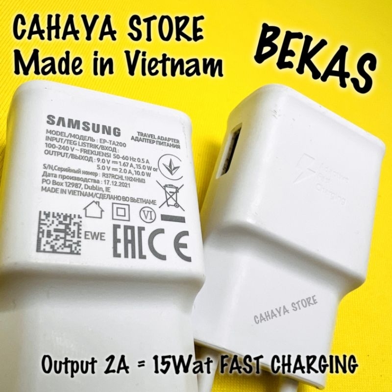 Adaptor Saja 2A 15Wat Samsung Fast Charging Original Copotan Hp Made In Vietnam M11 M20 M12 M13 M14 