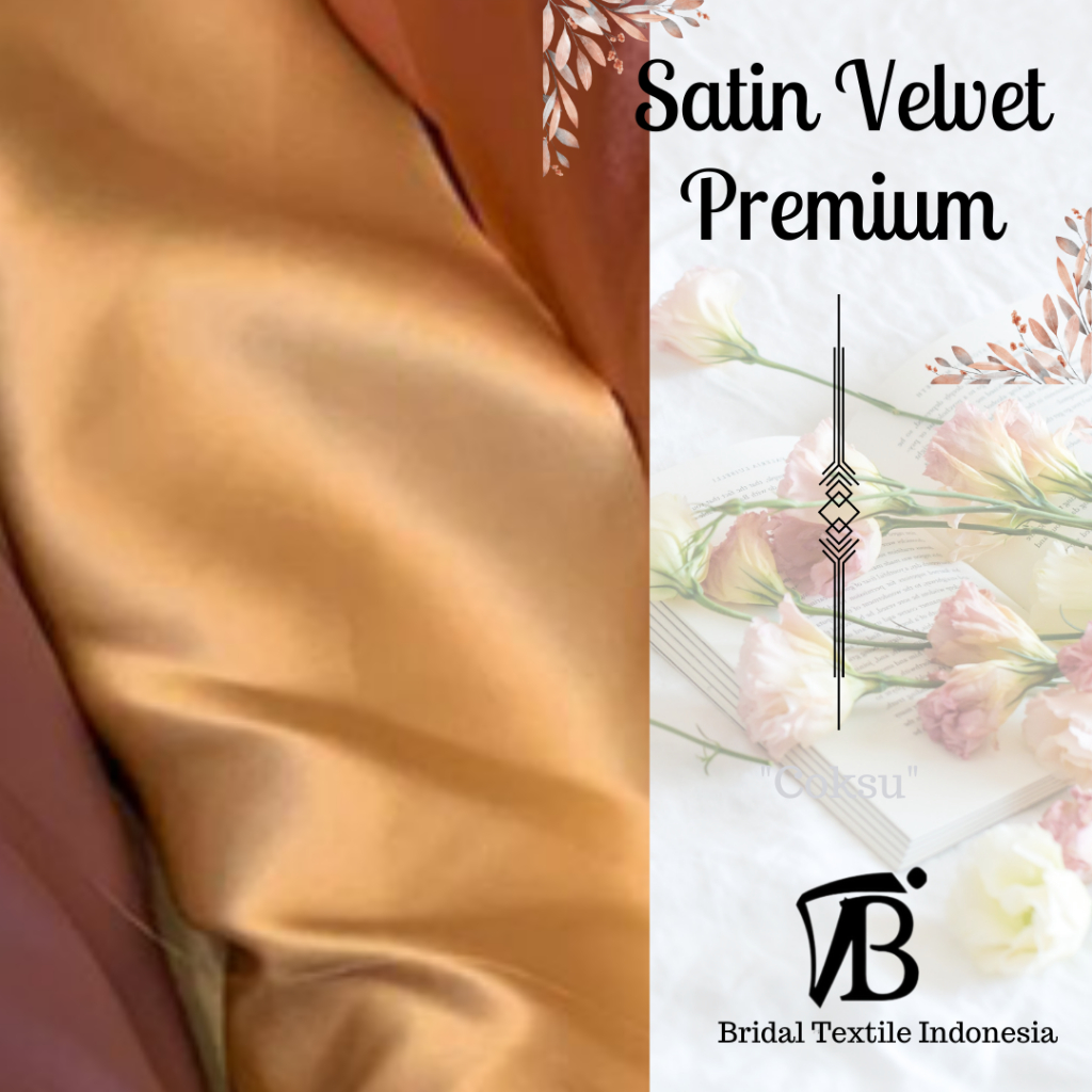 Kain Bahan Furing Satin Pure Silk Velvet Premium Warna Coklat Susu Coksu