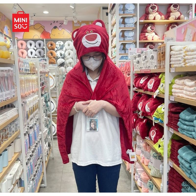 BLANKET LOTSO MINISO WITH HAT ALIEN JAMES SULLIVAN SELIMUT TUDUNG TOY STORY COLLECTION