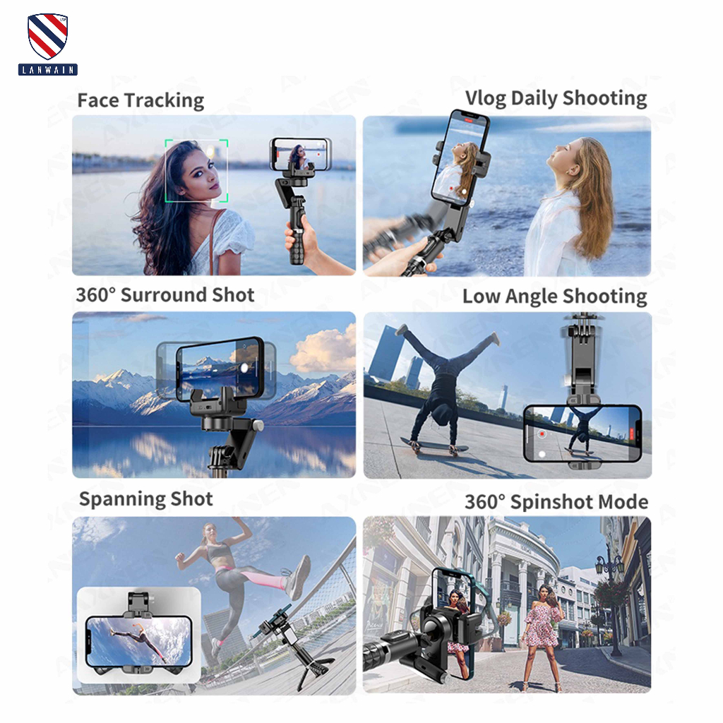 Lanwain Q18 Gimbal Stabilizer Handphone Gimbal Hp Stabilizer Tongsis Hp Bluetooth Tripod