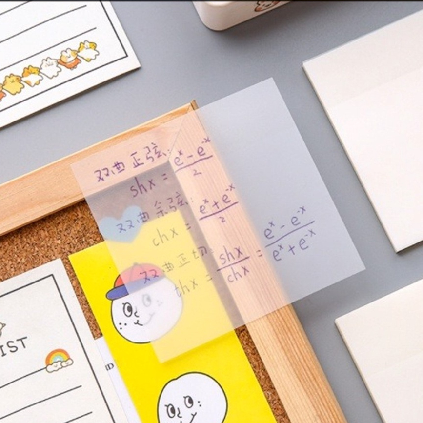 Sticky Notes Transparan 50 Lembar Label Stickers PET Tahan air dan halus Kertas Memo Sticky Note Post-It Anti Air Untuk Sekolah C