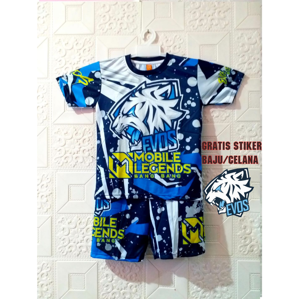SETELAN EVOS ANAK LAKI LAKI | SETELAN BAJU ANAK ML | FREE FIRE TEAM EEVOSS E SPORT KAOS GAME | SETEL