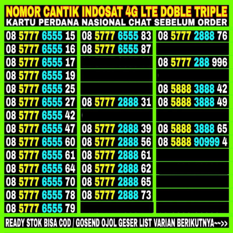 kartu perdana nomor cantik Indosat IM3 4G LTE seri 0858 10000 - 80000 termurah segel