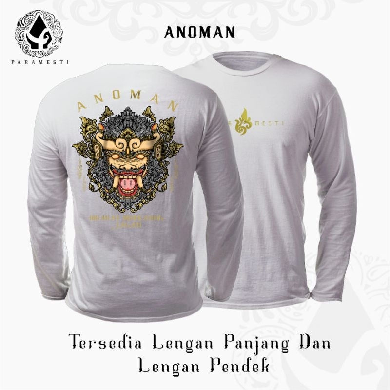 Paramesti Kaos Jawa Wayang Anoman Lengan Panjang 3 Warna Hitam Putih Biru Bigsize Oversize Jumbo Pri