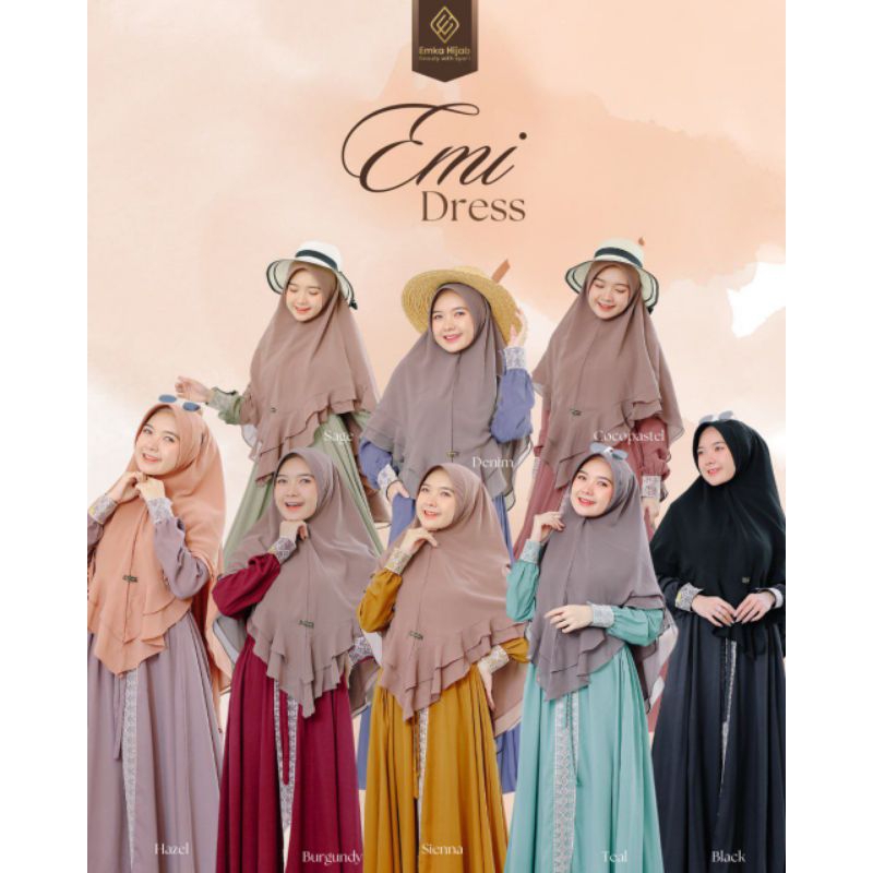 CMSSTORE | Emi Dress by Emka Hijab • Gamis Set Khimar Ceruty Ruffle