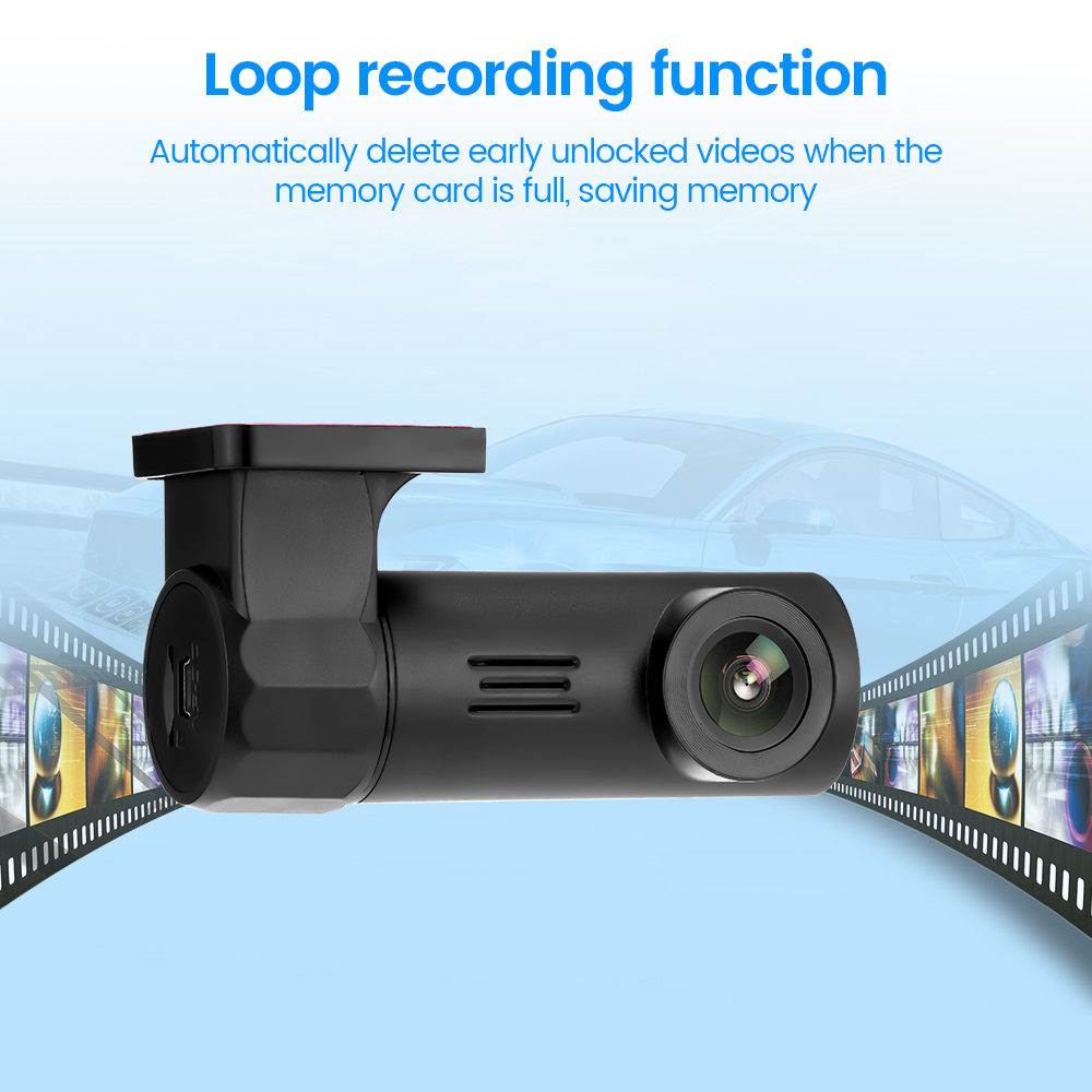 720P HD WiFi Dashcam for Vehicle 360° Rotatable Lens Car DVR Dashboard Camera with App Control Loop Recording Parking Monitor