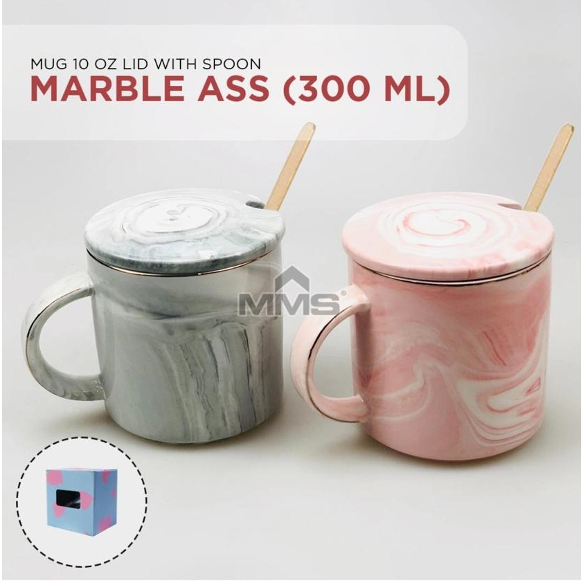 ROYAL ALFRED Marble 10oz Mug Aesthetic Keramik + Sendok 300ml Assorted