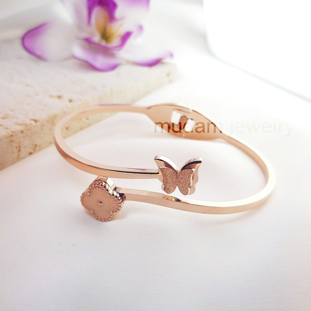 Gelang Bangle Kupu - Kupu Dengan Motif Bunga