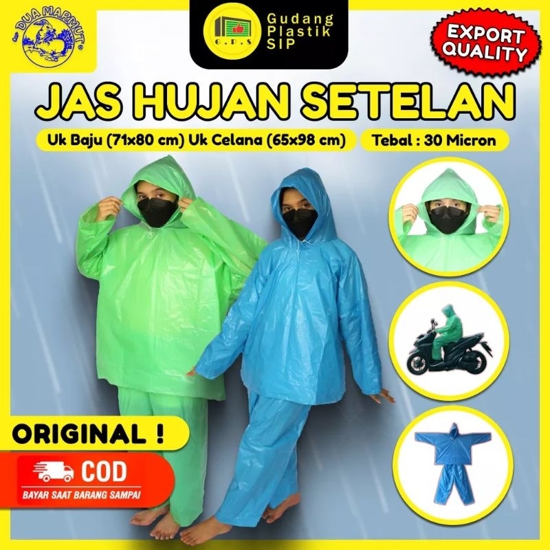 Jas Hujan Plastik LDPE Jaket Celana Setelan Tebal Murah  / Quality