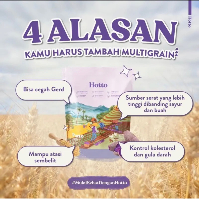 HOTTO PURTO POUCH 16 SACHET multigrain BPOM Halal hotto purto minuman MULTIGRAIN purple potato ubi ungu