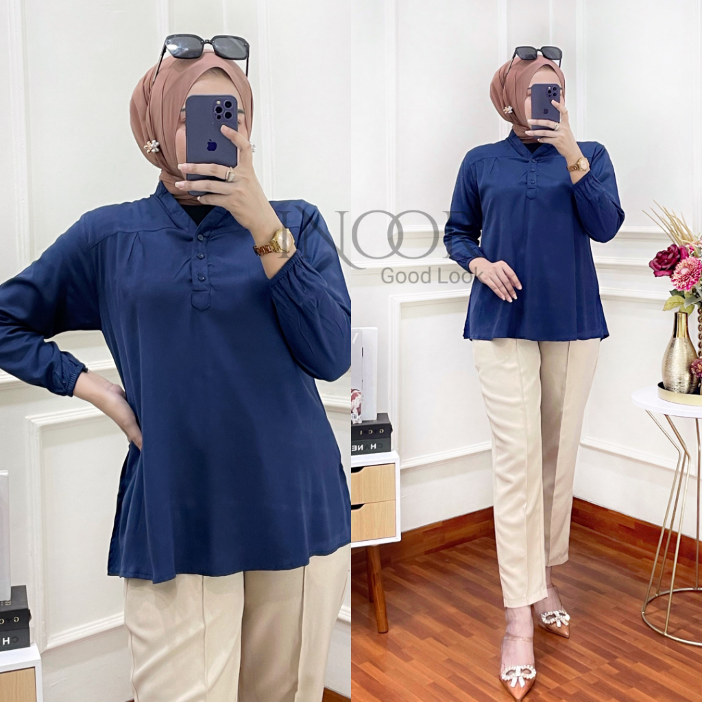 Kemeja Blouse Kerja Wanita | Atasan Wanita Kekinian Casual | Shirt Blouse Premium | Rayon Twil Uniql