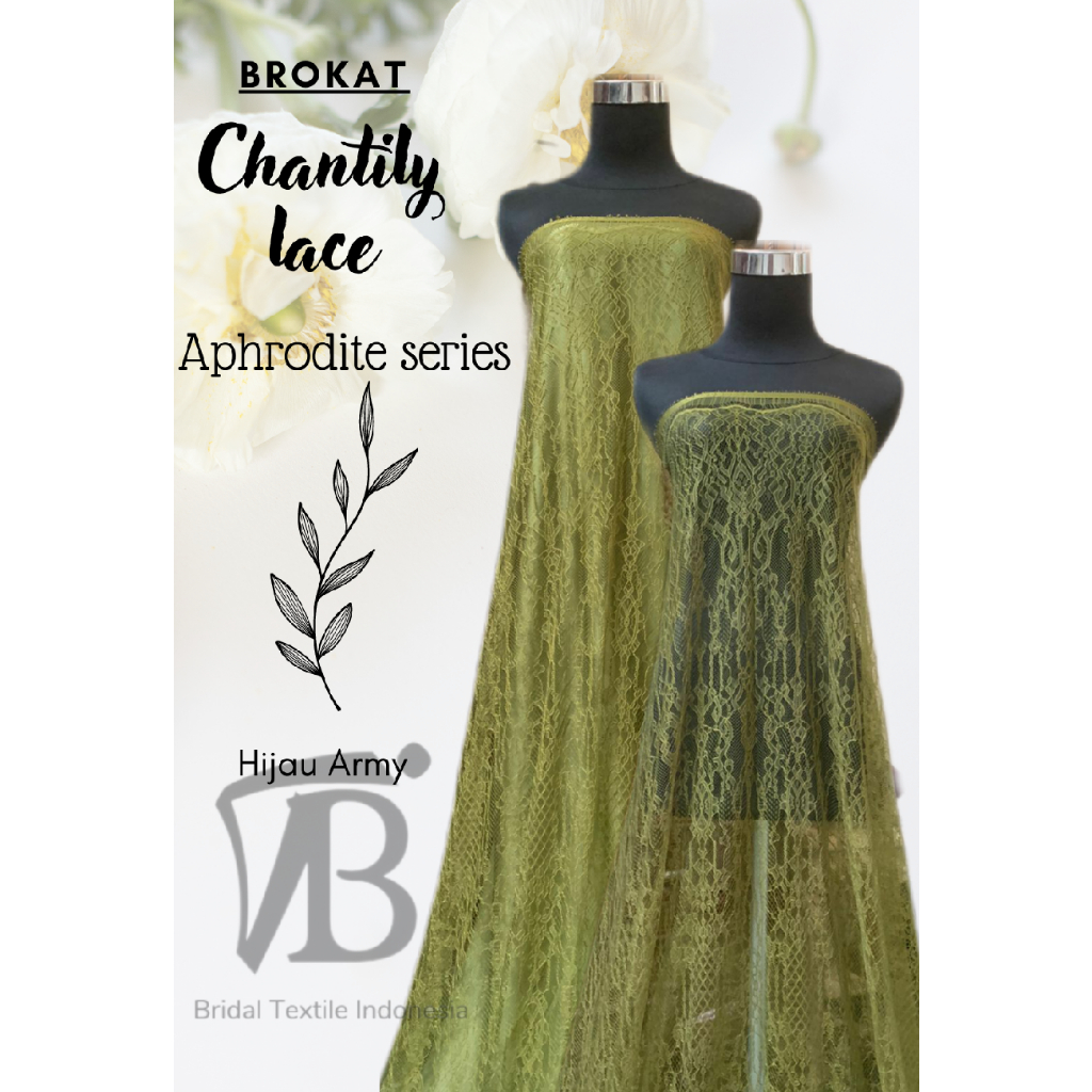 Bahan Kain Brokat Brukat Semi France Prancis Chantily Santili Lace Aphrodite Series Kebaya Pengantin