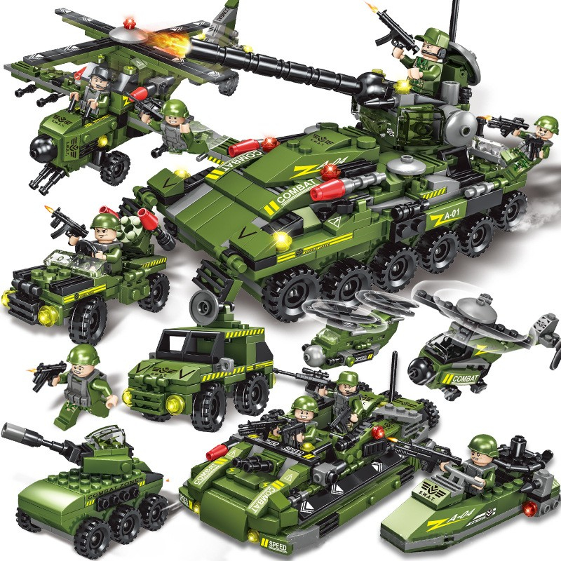 【COD】710Pcs Mainan Brick 6 in 1 Jungle Tank Block WW2 Pesawat Mainan Anak Laki Laki