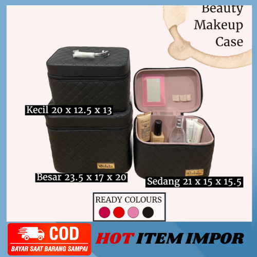 MB-B2183 Kotak kosmetik / Tempat Make Up Cermin / Beauty Case dengan 3 Ukuran ( 3 in 1 )