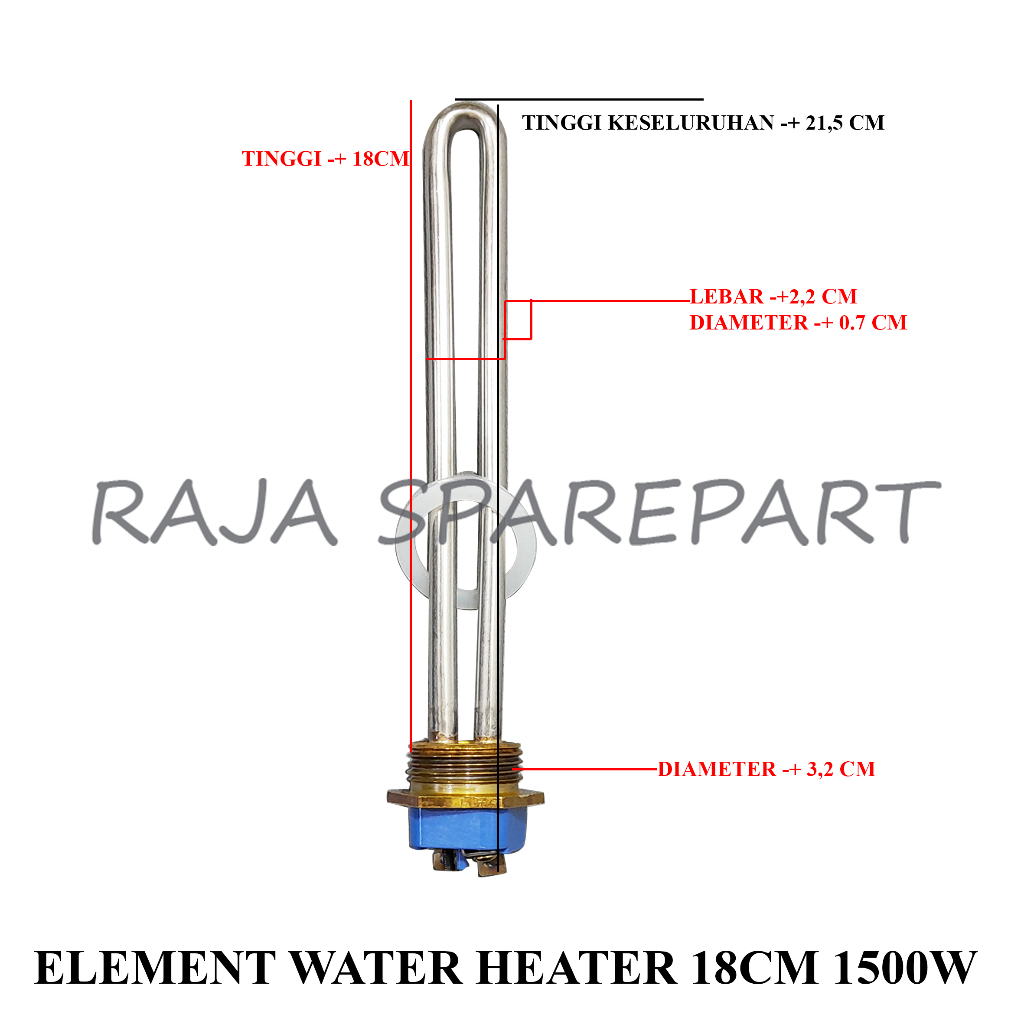 Elemen Water Heater Lurus 1500W (Panjang 18cm)