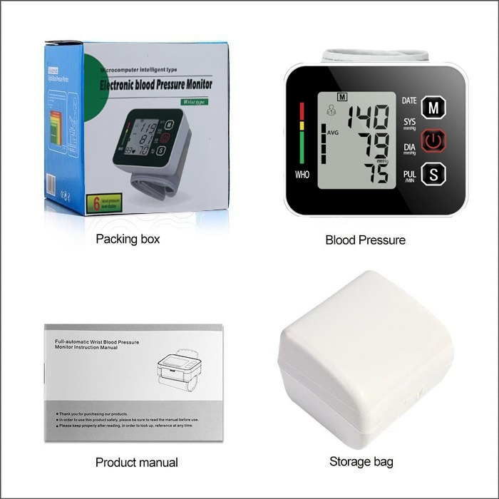 【Penjual Lokal】COD Layar kecil Gelang Pengukur Tekanan Darah / Tensi Darah Tensimeter Digital / Blood Pressure Monitor / Electronic Sphygmomanometer / Monitor tekanan darah elektronik pergelangan tangan(kirim kotak penyimpanan)