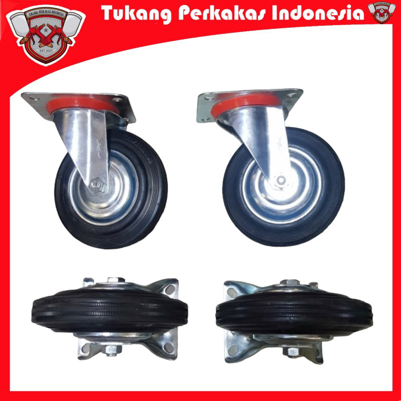 Roda troli karet karet 6 inch ( 2 Hidup 2 mati )