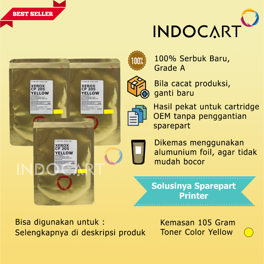 Serbuk Toner Warna Jepang-Xerox DocuPrint CP315 CM315-CMY-105gr