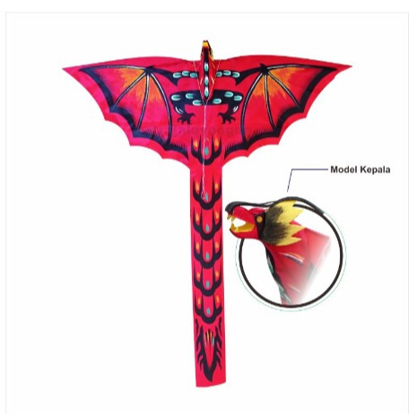 COD | Layangan Naga Bonar Merah Ukuran Jumbo Mainan Layang - Layang Kain Parasut Siap Terbang