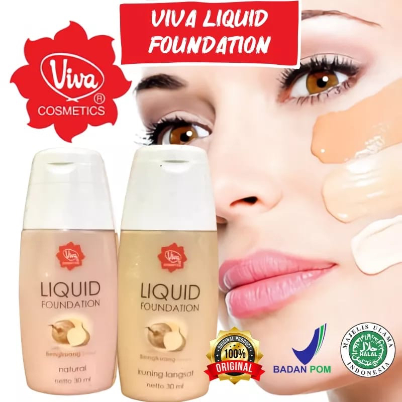 `ღ´ PHINKL `ღ´ 【v】【i】【v】【a】 Viva foundation cair liquid with bengkuang alas bedak lembut hasil  natural ringan sehari hari