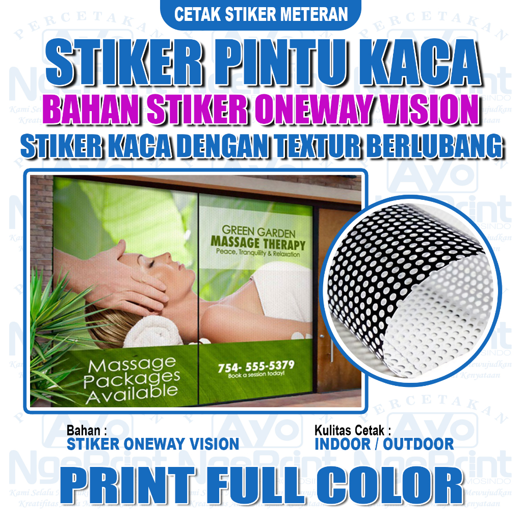 Cetak Stiker One Way Vision Meteran | Pintu Kaca / Jendela Kaca Mobil