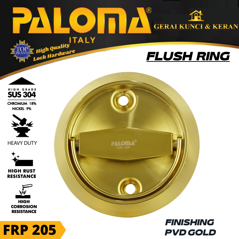 PALOMA FLUSH RING FRP 205 GAGANG PINTU SHAFT DOOR GOLD EMAS PVD
