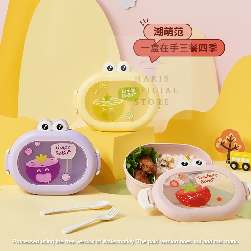 Lunch Box Kotak Makan Anak Kotak Bekal Sendok Garpu dan Sumpit 1000mili 6387 frogMENT