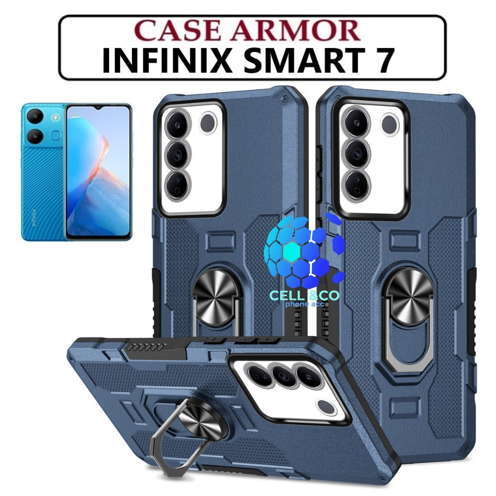 Case Armor INFINIX SMART 7 Iring Cincin Magnetic Kesing Hp Protect kamera Premium Hard Case Standing Robot Pelindung Kamera