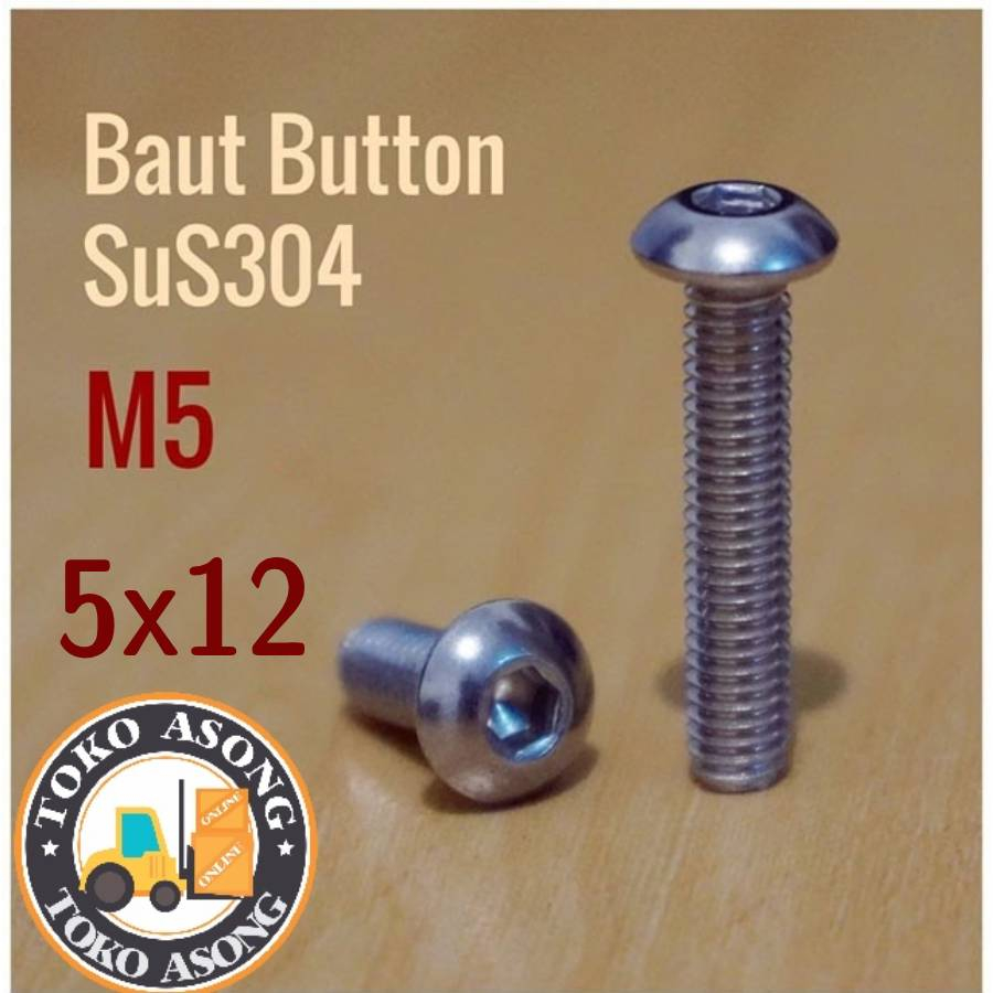 Baut Button L M5 x 12 kepala payung sus304