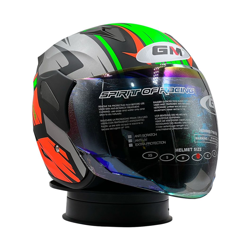 Helm GM Fighter Fire Blade Black Silver Orange Doff