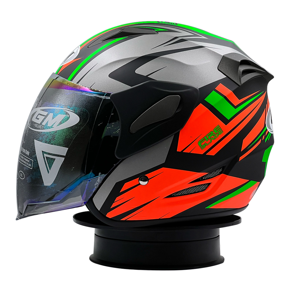 Helm GM Fighter Fire Blade Black Silver Orange Doff