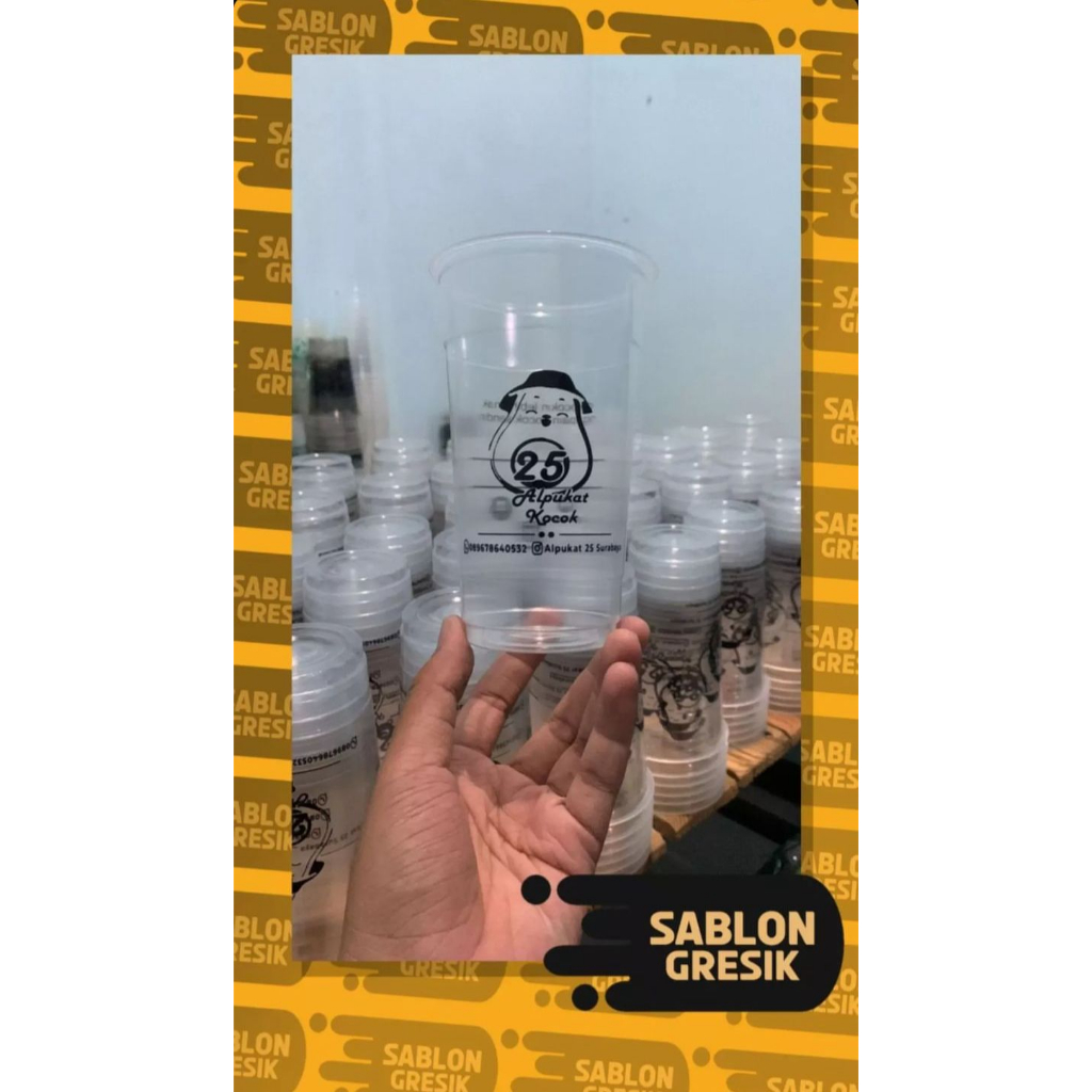 Sablon Gelas Plastik/Cup 22 oz minimal order hanya 100pcs Merek STARINDO MURAH BAGUS TEBAL 100pcs, 5
