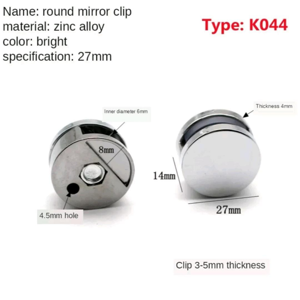 Klip Penjepit Cermin Kaca Kamar Mandi Bentuk Bulat / Klip Penjepit Cermin Kaca Kamar Mandi Bentuk Bu