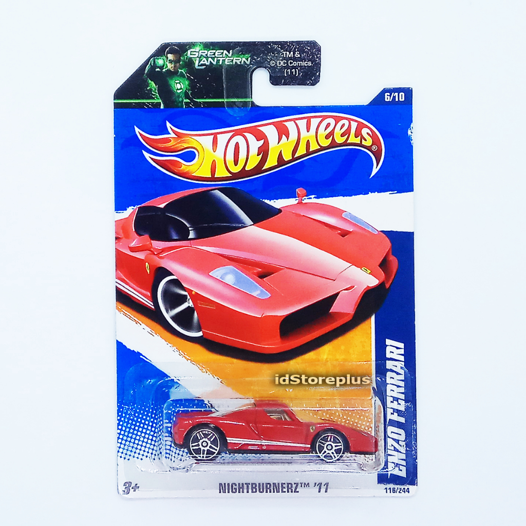 Mainan Anak Diecast Mobil Hot Wheels ENZO FERRARI NIGHTBURNERZ '11 6/10 Collector NO 116/244 Green L