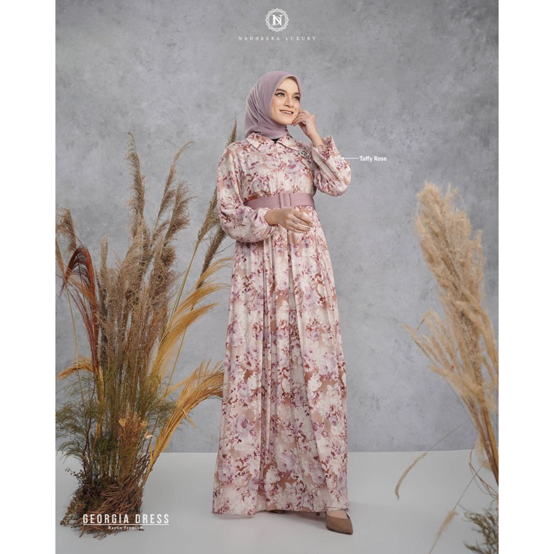 (SPECIAL PRICE) READYSTOCK TERBARUUU GEORGIA DRESS TAFFY ROSE SIZE M BY NADHEERA LUXURI