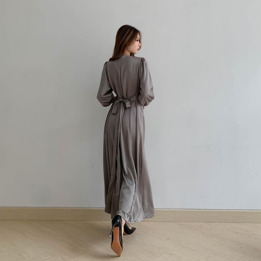 SELLA SATIN LONGDRESS HIJAB FRIENDLY - BAJU MUSLIM - DRESS KONDANGAN FORMAL KOREA - DRESS PESTA - MAXI DRESS - BRIDESMAID DRESS SATIN - GAMIS WANITA ELEGANT - HADIAH / KADO ULTAH CEWEK