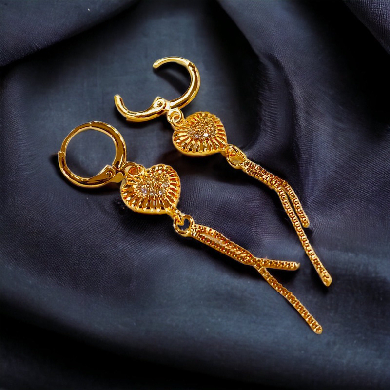 Anting wanita anting gantung pernata tetes air lapis emas