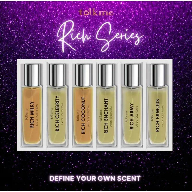 TALKME Rich Series Parfume EDT 30ml Isi 6pcs Parfum Fragrance EDP Pengharum Tubuh Perfume Tahan Lama Awet Mewah Eau De Toilette Spray Parfum Perfum Spray Pengharum Badan Mewah Unisex Pria Wanita