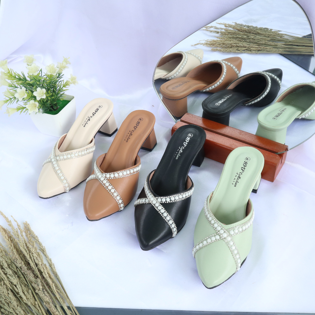 HMF Hylda Sepatu Hak Mules Wanita AM05