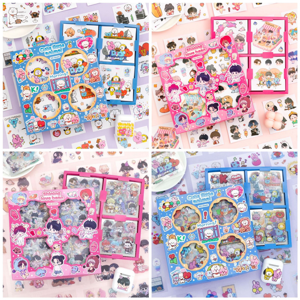 STIKER BTS SENMU 2D ISI 100 LEMBAR BTS BT21 KOREAN ORIGINAL STICKER BRAND AESTHETIC