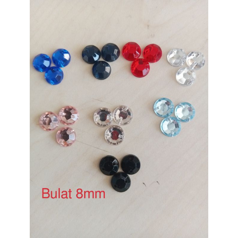 Payet / Diamond kristal jahit Gred A / Diamond bulat 8mm isi 100pcs