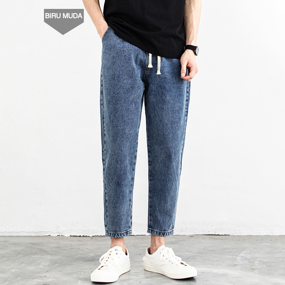 Baggy pants cowok Celana jeans pria korean style celana jins pria loose jeans jeans pinggang elastis blue jeans pria jeans grey celana pria keren celana jeans terbaru celana pria keren jumbo