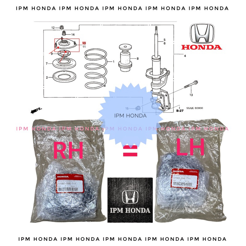 Original 51920 / 51925 S5H S9E S7A Karet Dudukan Support Shock Breaker Absorber Depan Honda Stream 2002-2006 Civic Es Vtis Century 2001-2005 CRV GEN 2 RD4 RD5 2002-2006