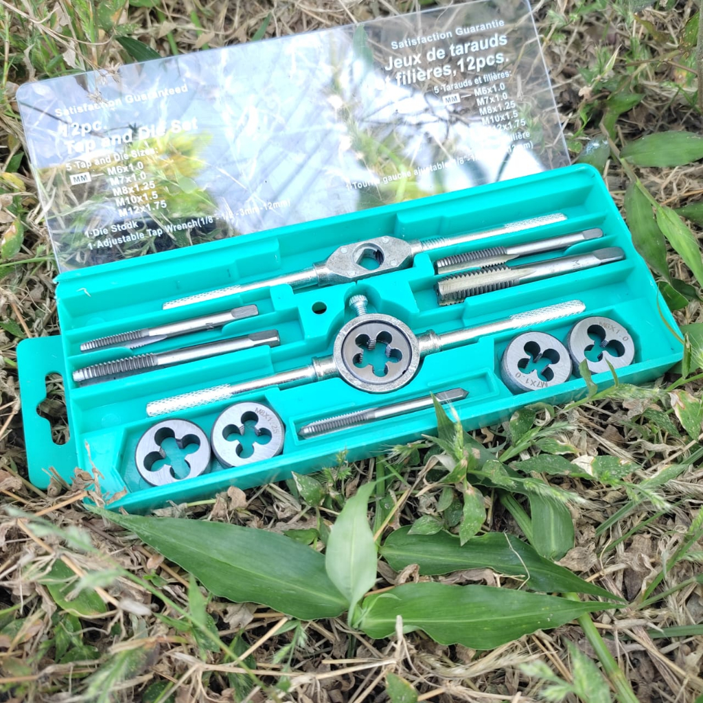 TAP DIE SET 12 PCS ALAT SENAI DAN TAP ULIR DRAT MUR BAUT 12 PCS