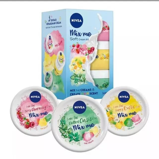 ✿ELYSABETHME✿ Nivea Soft Cream pelembab im happy exotic mix me kulit badan campur bleaching