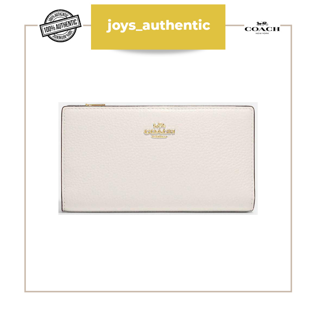 Dompet wanita coach slim zip wallet chalk multi with floral print interior woman wallet authentic or