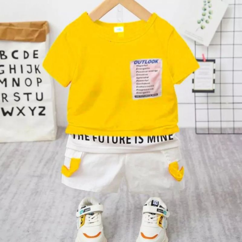 setelan baju bayi anak laki-laki dan perempuan motif the future is mine usia 6 bulan-5 tahun